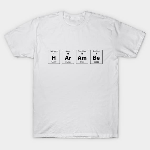 Periodic Table of HArAmBe (Black) T-Shirt by Roufxis